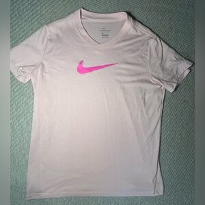 Nike Youth XL Pink V-Neck Tee Hot Pink Swoosh